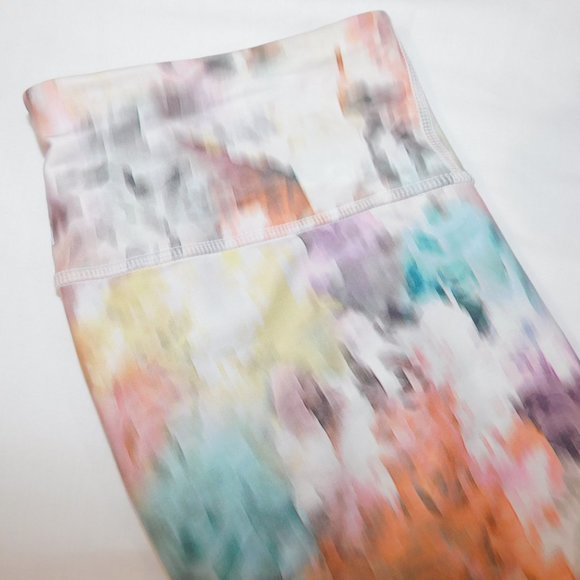 Gap Fit Womens S Blur Floral Pink Orange Yellow Cropped Workout Athletic Legging - Picture 5 of 10